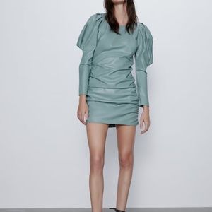 Zara Pale Green Pleather Dress- BNWT